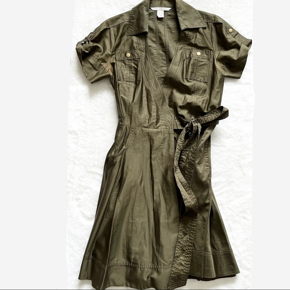 COPY - DIANE VON FURSTENBERG ARMY/MILITARY WRAP DRESS Size 10